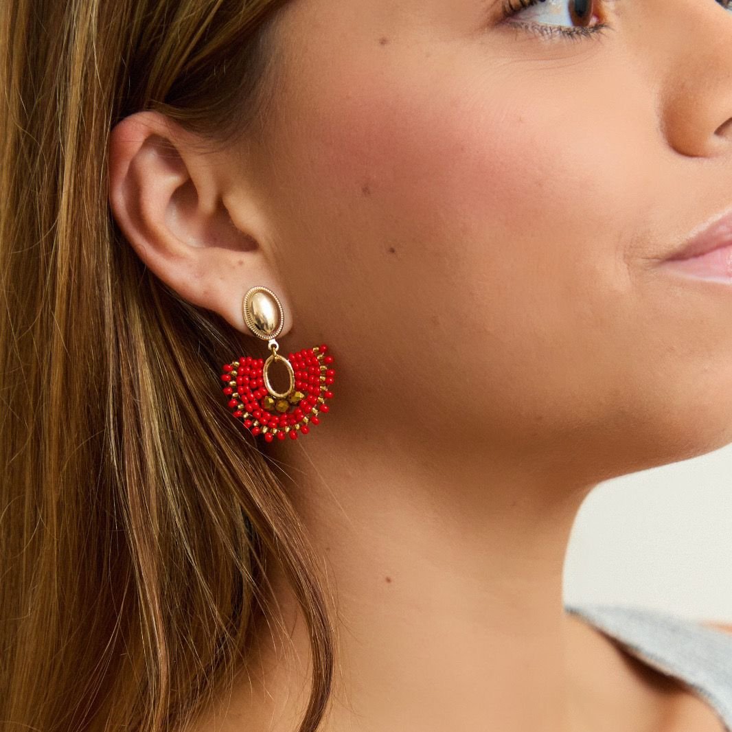 RED ABANICO EARRINGS